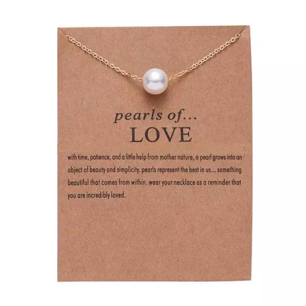 Perler med besked om kærlighed halskæde Gold one size