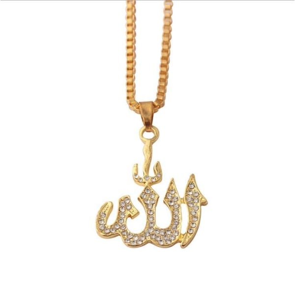 18 karat guldpläterad kedja Allah muslim Silver one size