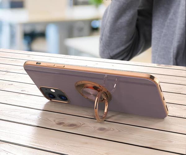 Luksuriøst stilfuldt etui iPhone 12 Pro Max med ringstativfunktion Guld Black one size