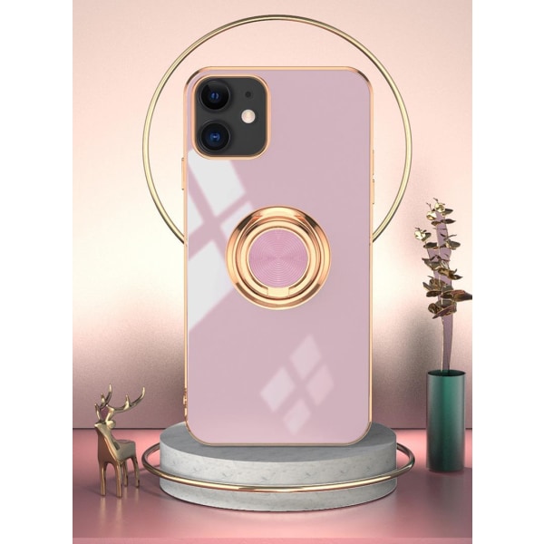 ‘IPhone 12 og iPhone 12 Pro’-case Luksuriøst Stilig med ringstat LightPink one size