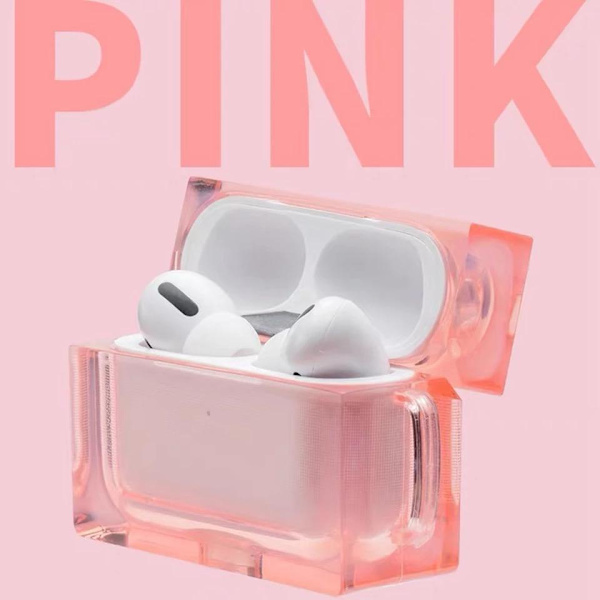 Firkantet etui til Airpods Pro i krystal + krog Pink one size