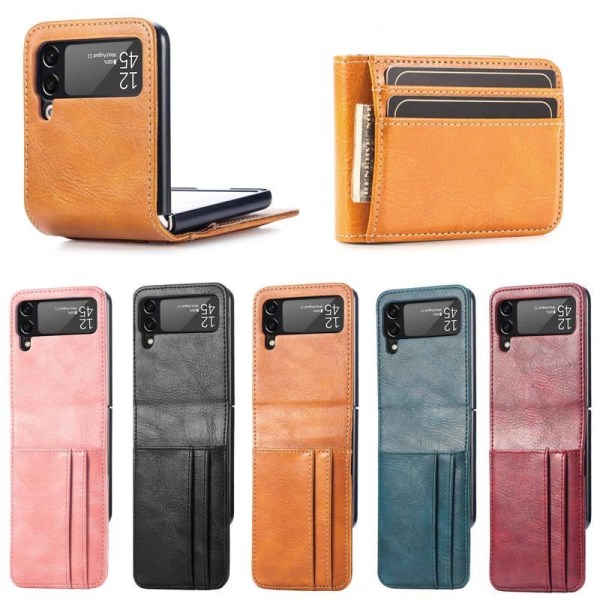 Samsung Galaxy Z FLIP 3 - wallet shell cover vegansk læder Brown one size