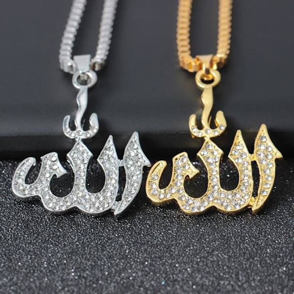 18 karat guldpläterad kedja Allah muslim Silver one size