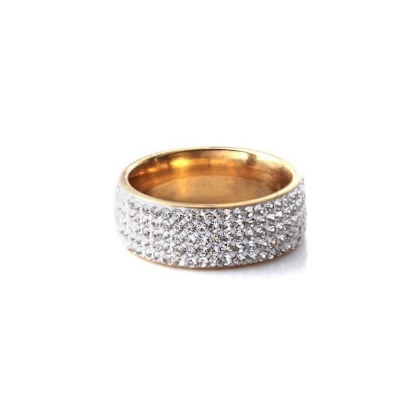 Vacker ring med Zirkon strass guld och silver Silver one size