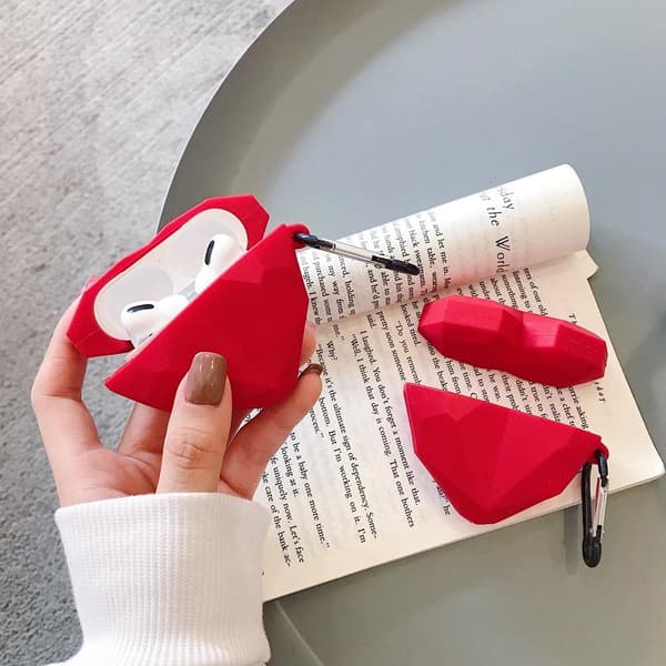 AirPods 3! Hjerteformet stødsikker Shell 3D rødt hjerte Red one size