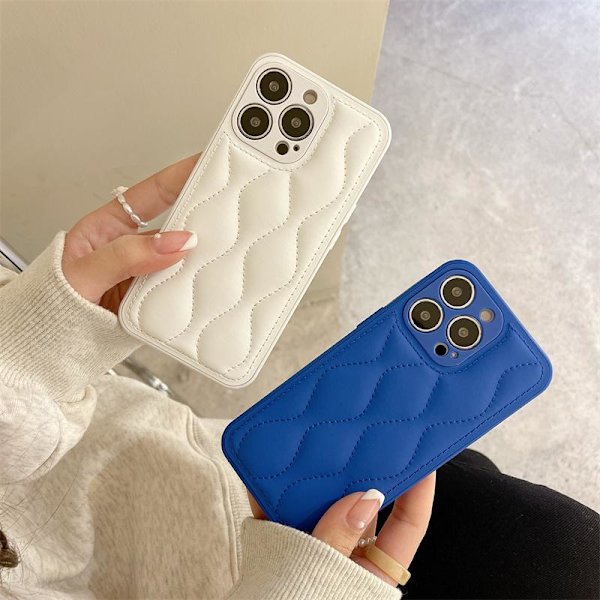 iPhone 13 pehmustettu kotelo trendikkäillä väreillä kirjailtu kuvio White one size