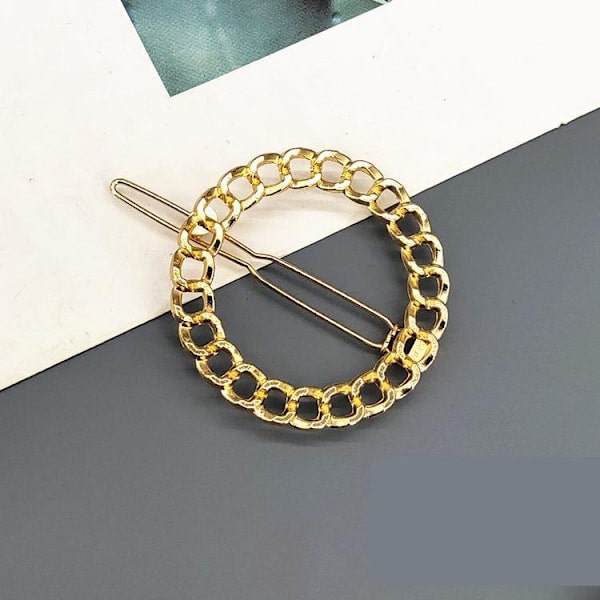 Käsintehty kullattu hiusklipsiketju ympyrässä ja sydämessä Gold one size