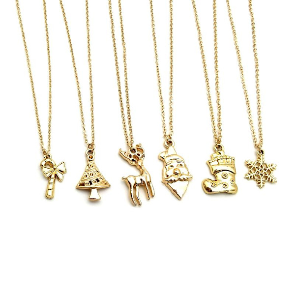 Joululahja kullatulla kaulakorulla Joulupukin joulukuusen karkkilumella Gold one size