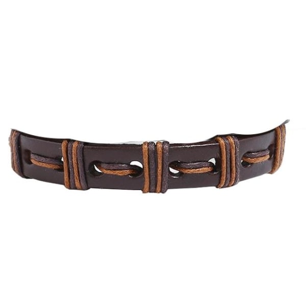 Handgjort armband i riktigt läder med band i vackra utformningar Brun one size