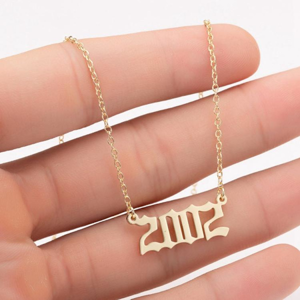Kullattu kaulakoru ketju vuosi 2002 unisex cool ainutlaatuinen Gold one size
