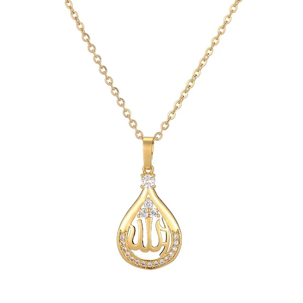 Klassinen kultainen kaulakoru Lähi-idän islamilainen vesipisara Allah Gold one size