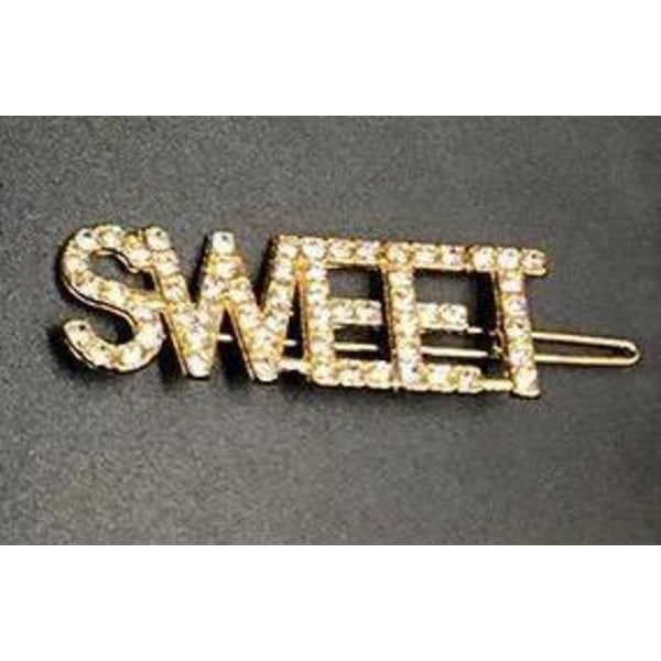 Hiusneula, jossa teksti '' Sweet '' tekojalokivissä Gold one size