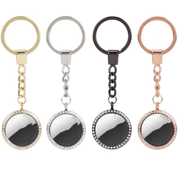 AirTag Fodral som nyckelring med stenar och guld silver svart Black Black