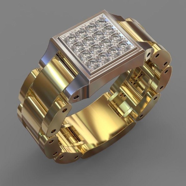 18 karat guldpläterad ring för män med zircon Gold one size