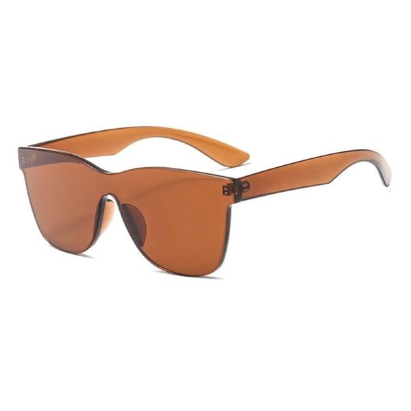 Rammeløse solbriller i wayfarer modell bred skulder brun detaljl Brown one size