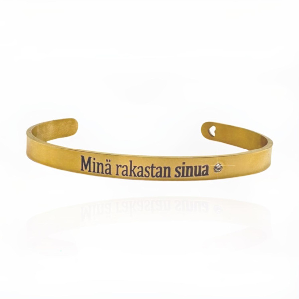 Bracelet ''Minä rakastan sinua'' with heart stone Valentine's Day Gold one size