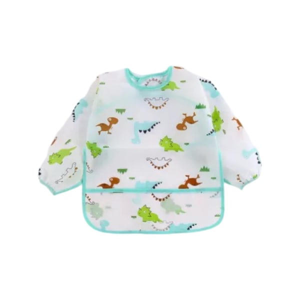 Förkläde tröja haklapp för barn långa ärmar vattentät dinosaur f Blå one size