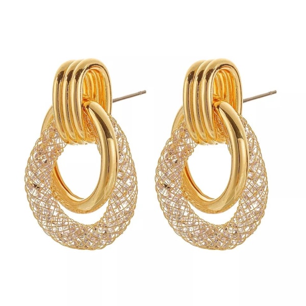 Stilfulde øreringe ringe hoops geometrisk mesh wire Gold one size