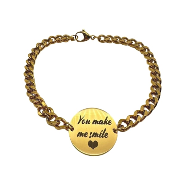 Armband i guld med text ''You make me smile' alla hjärtans dag present Guld one size