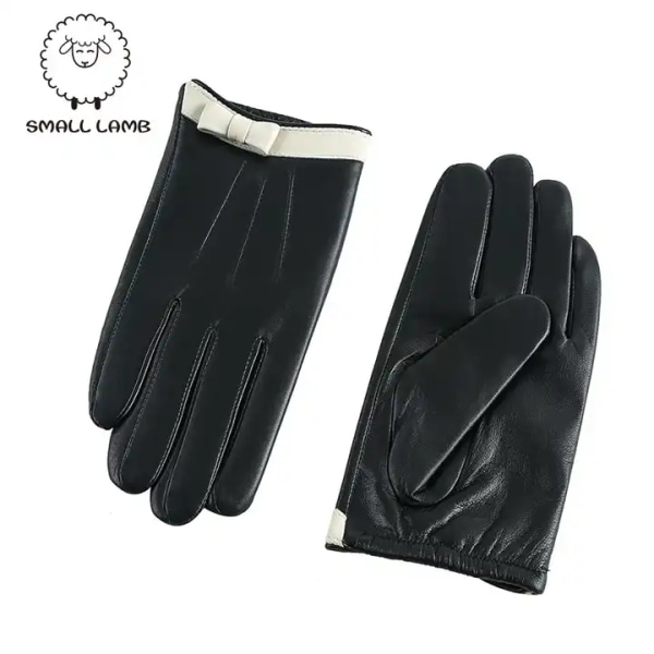 Gloves in PU leather & bow used with Mobil touch iPad Red one size