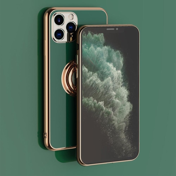 Luksuriøst stilig deksel ‘iPhone 13 Pro Max’ med ringstativfunksjon Gold Black Black