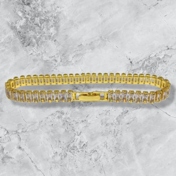 Vackert armband med rektangulära diamanter lyx gåva guld för kvinnor Guld one size