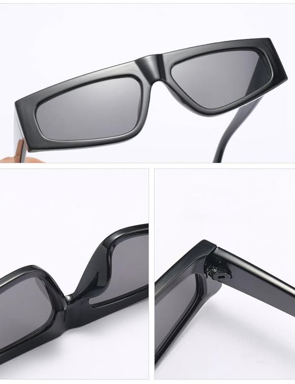 Firkantede solbriller med polycarbonat stel 2025 Black one size