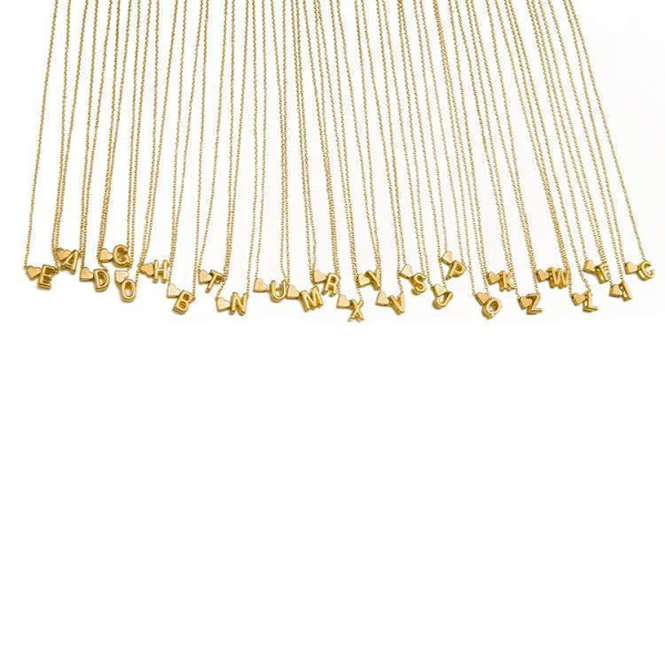 Guldpläterat halsband kedja med hjärta och bokstav Gold one size