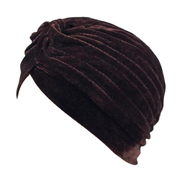 Turban i luksuriøs fløjl i flere farver hat Brown one size