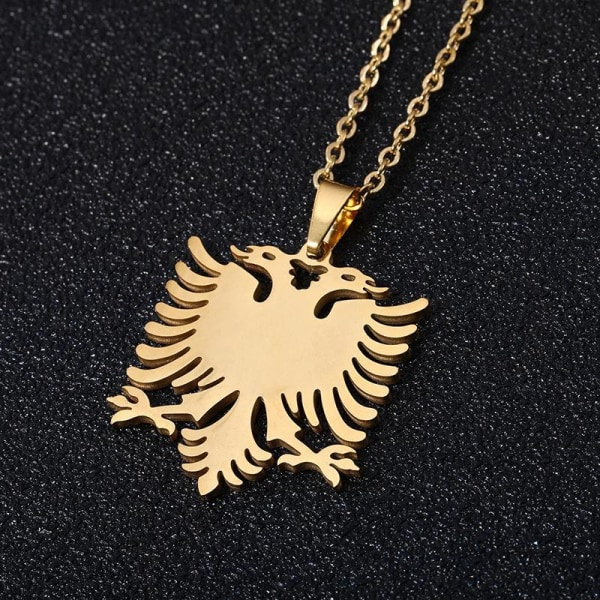 Halskjede med shenja e flamurite albansk ørn gullbelagt & si Gold one size