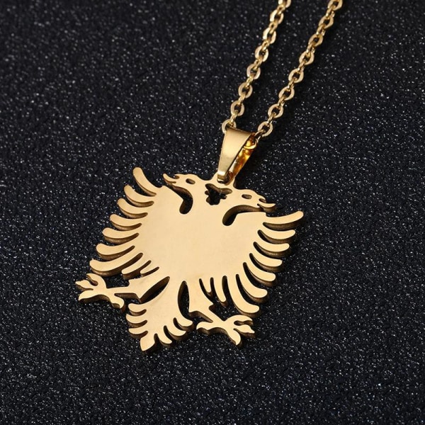 Kaulakoru, jossa on shenja e flamuriittia, Albanian kotka, kullattu & hopea Gold one size