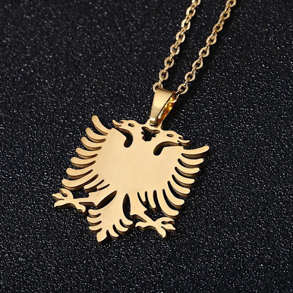Necklace with shenja e flamurite Albanian eagle gold plated & silver Gold one size