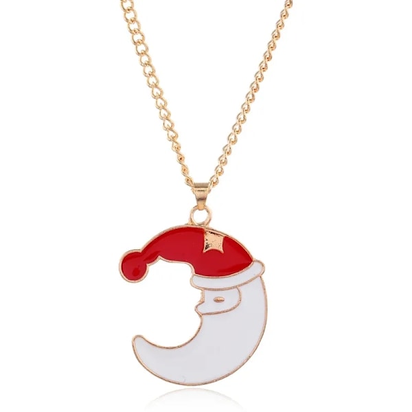 Vackert roligt halsband måne med tomteluva jul Vit one size