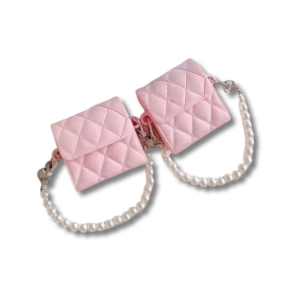 Veske til Airpods Pro rosa veske med luksusvesker med perler Pink one size