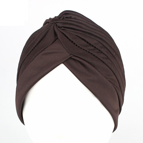 Turban i lyxiga färger wrap hår passar alla Brun one size