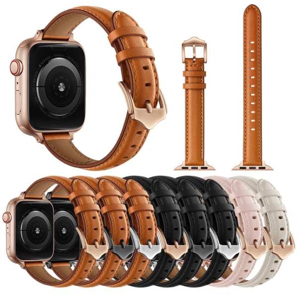 Apple Watch Klockarmband äkta läder flera färger 42/44/45mm Brown Brown&Rosé