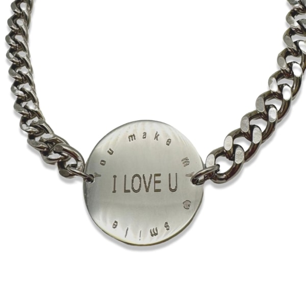 Armband med text ''You make me smile' present till man stål Silver one size