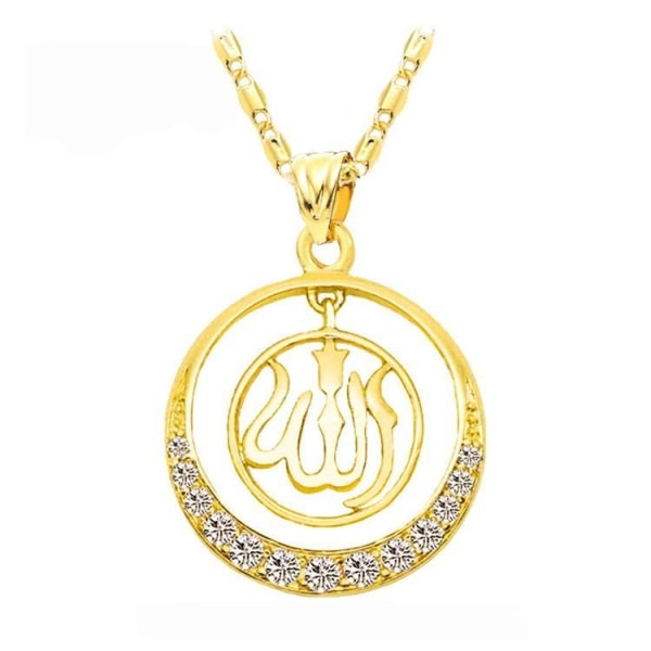 18 karat forgyldt kæde Allah muslim med zirkon diamant Gold one size