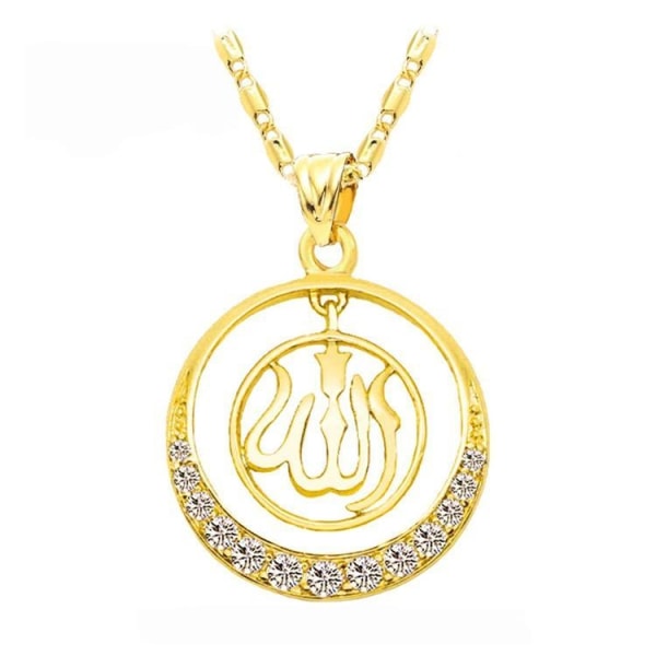 18 karat guldpläterad kedja Allah muslim med zirkon diamant Gold one size