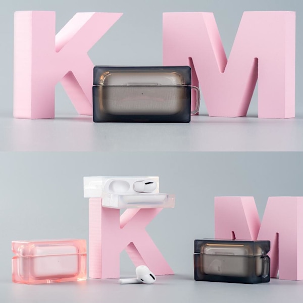 Firkantet etui til Airpods Pro i krystal + krog Transparent one size