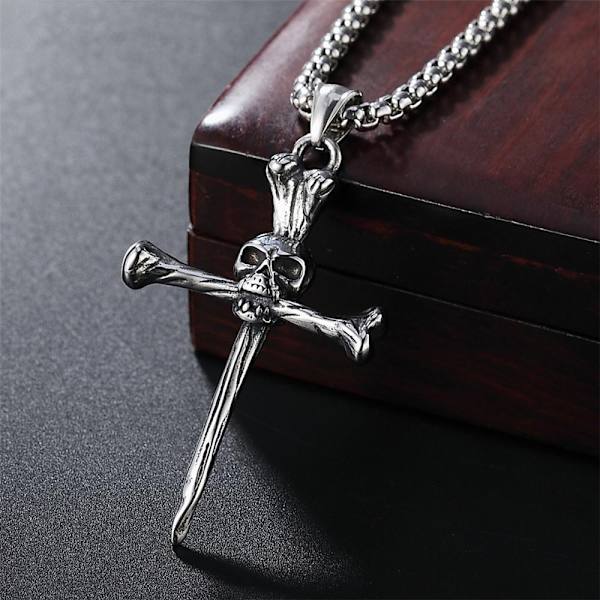Kallon pureminen krusifiksi punk risti ruostumaton teräs gootti Silver one size