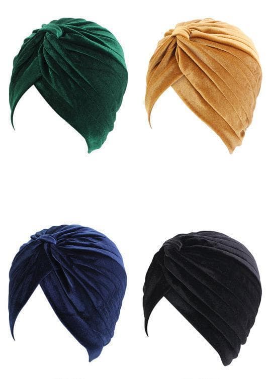 Turbaani ylellisessä sametissa useissa väreissä Hattu Black one size