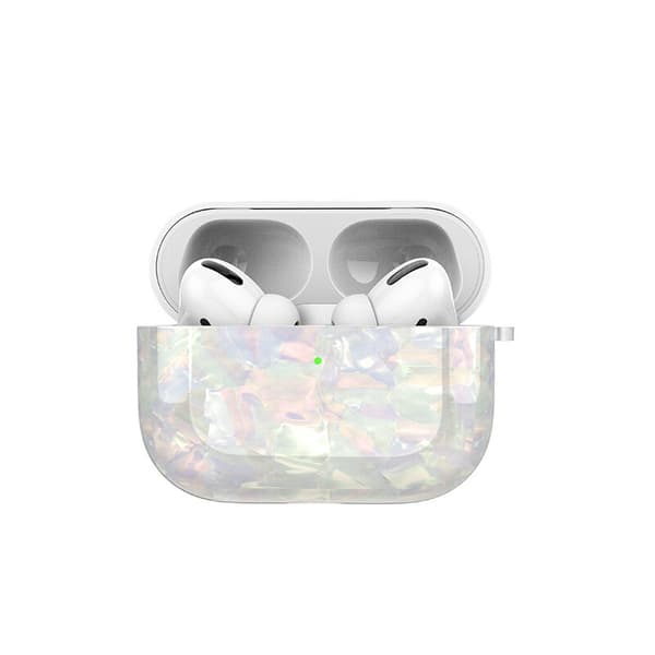 Airpods Pro Case i syntetisk perlemor med krog Silver one size