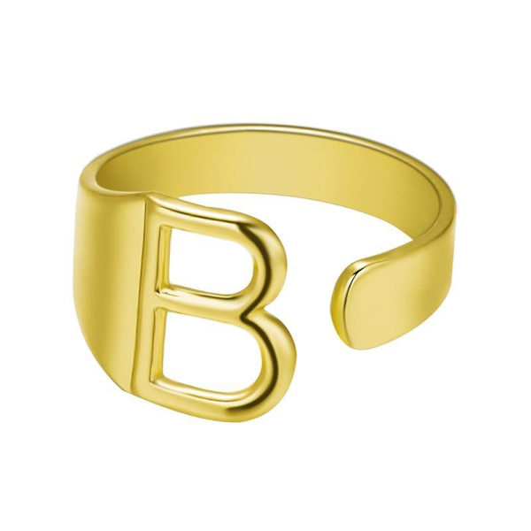 Guldpläterad ring med bokstäver minimalistisk justerbar Gold one size