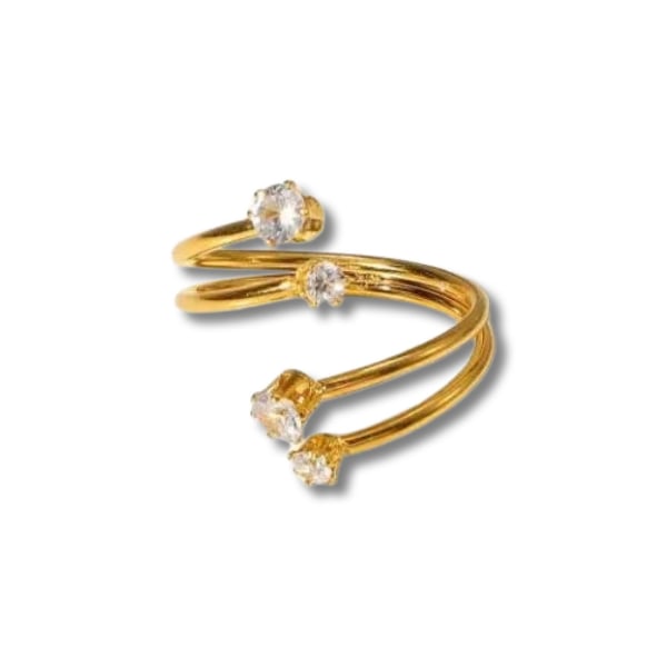 Unik Twisted ring med diamanter gullbelagt justerbar Gold one size