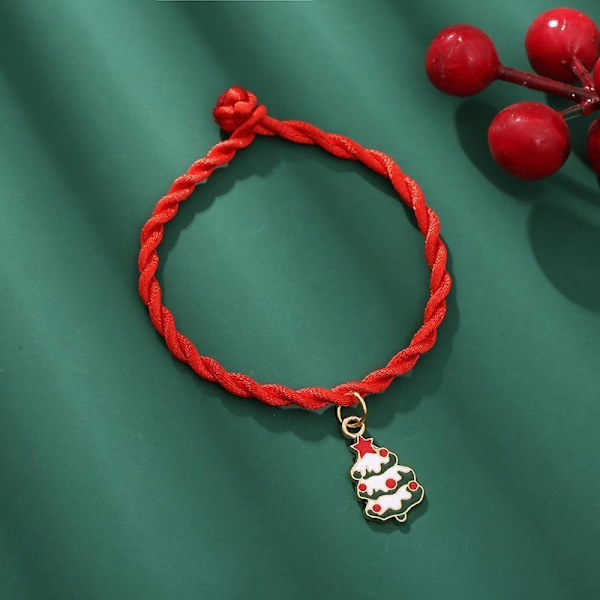 Håndlavede vævede armbånd med julemotiver rød snegran Red one size