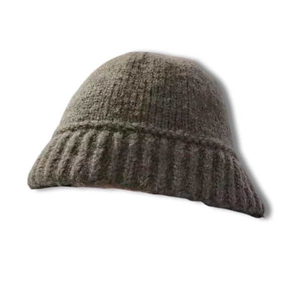 Varm fiskehatt ull plysch stickad mössa hatt linjer Vit one size