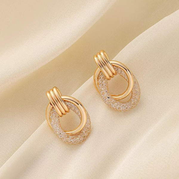Stilfulde øreringe ringe hoops geometrisk mesh wire Gold one size
