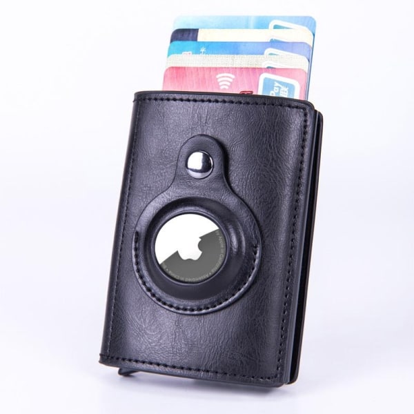 AirTag plånbok för kort och sedlar veganskt läder svart brun Black Black