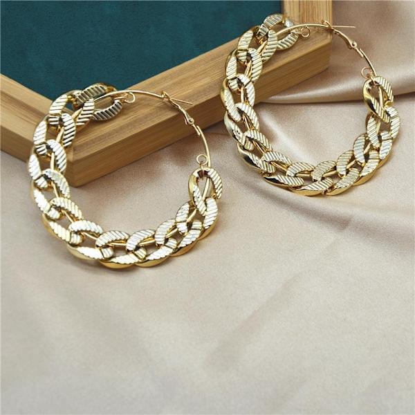 Stora hoops med kedjor i guld hip-hop statement elegans Guld one size